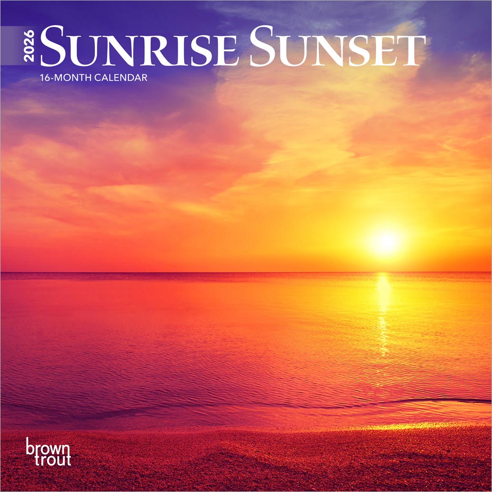Sunrise Sunset | 2026 7 x 14 Inch (Hanging) Monthly Mini Wall Calendar | BrownTrout | Nature Photography Science