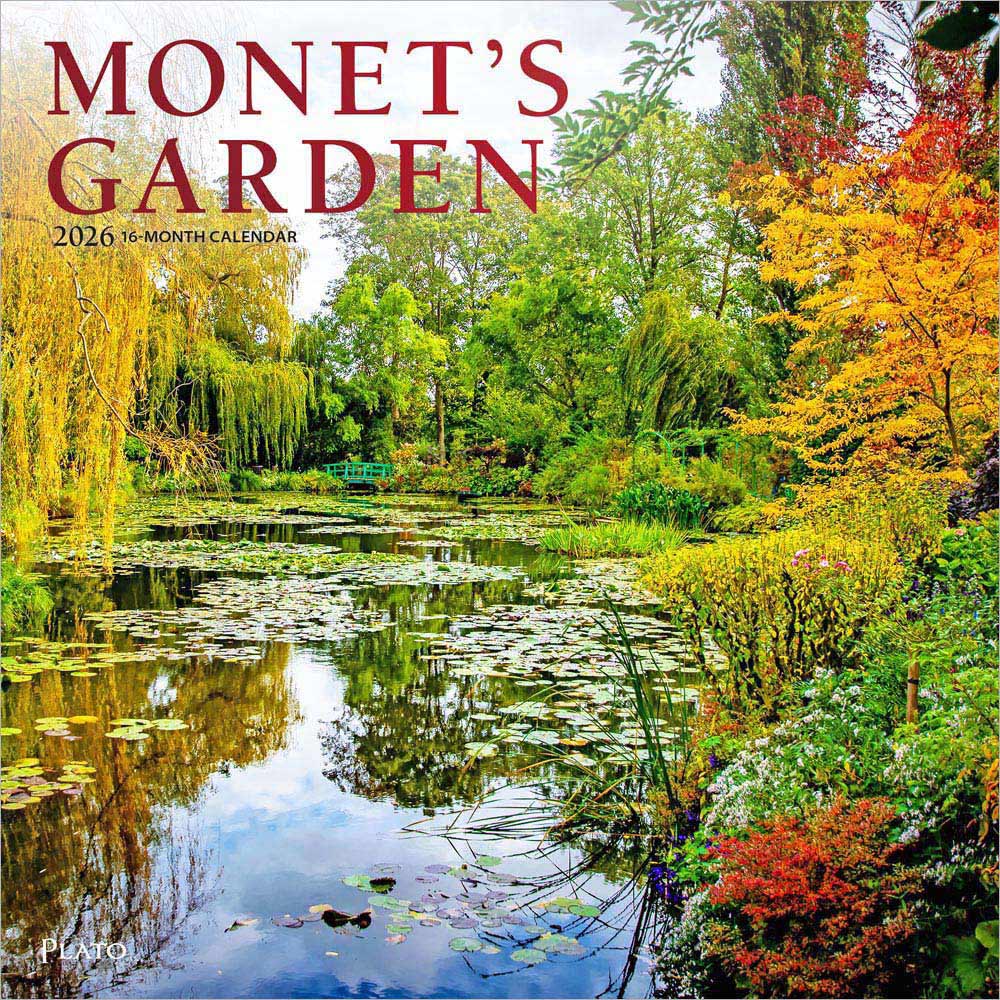 Monet's Garden | 2026 12 x 24 Inch (Hanging) Monthly Square Wall Calendar | Foil Stamped Cover | Plato | Impressionism Artist Outdoor