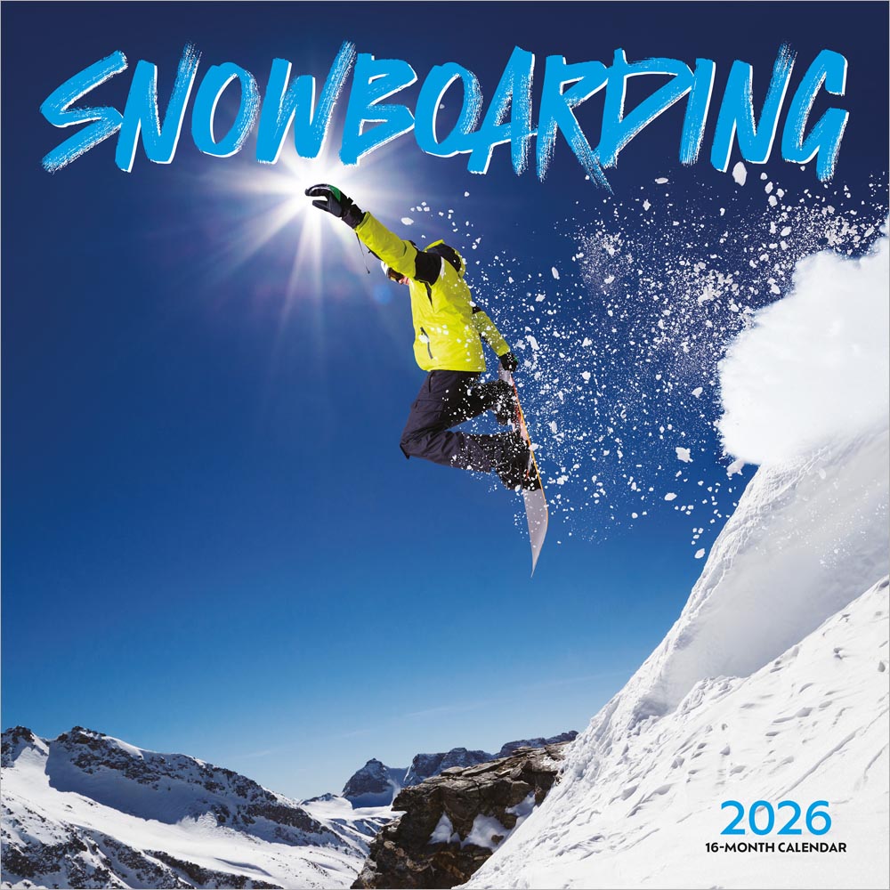 Snowboarding | 2026 12 x 24 Inch (Hanging) Monthly Square Wall Calendar | Wyman Publishing | Winter Snow Sport Vacation