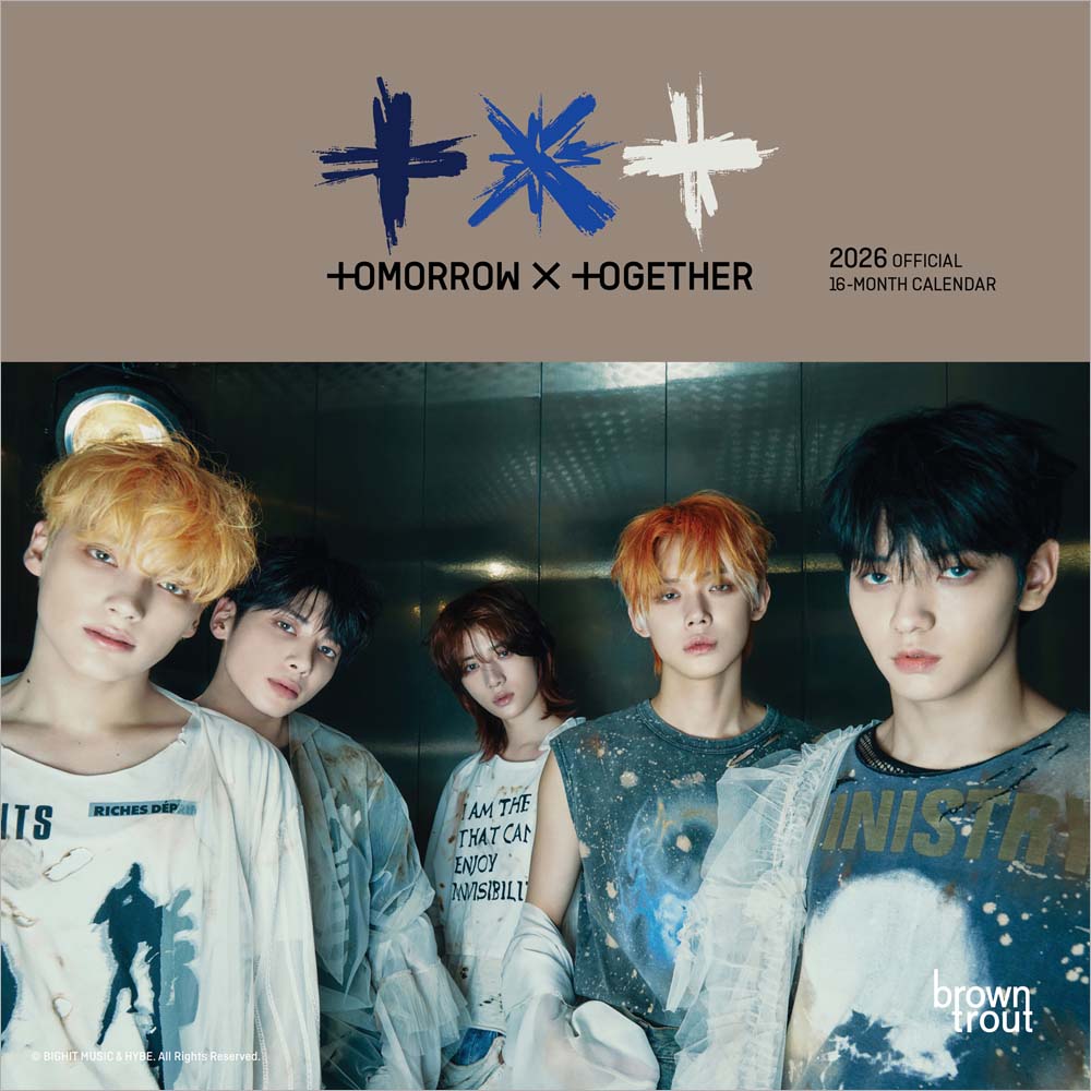 TXT OFFICIAL | 2026 7 x 14 Inch (Hanging) Monthly Mini Wall Calendar | BrownTrout | K-Pop Korean Boy Band Temptation