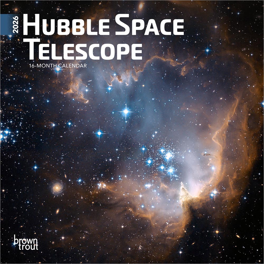 Hubble Space Telescope | 2026 7 x 14 Inch (Hanging) Monthly Mini Wall Calendar | BrownTrout | Science Astronomy Technology