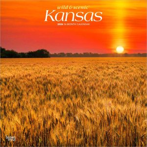 Kansas Wild & Scenic | 2026 12 x 24 Inch (Hanging) Monthly Square Wall Calendar | Plastic-Free | BrownTrout | USA United States of America Midwest State Nature