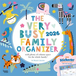 The Very Busy Family Organizer | 2026 12 x 24 Inch (Hanging) Monthly Square Wall Calendar | Matte Paper and Sticker Sheet | Plastic-Free | BrownTrout | Planner Scheduler