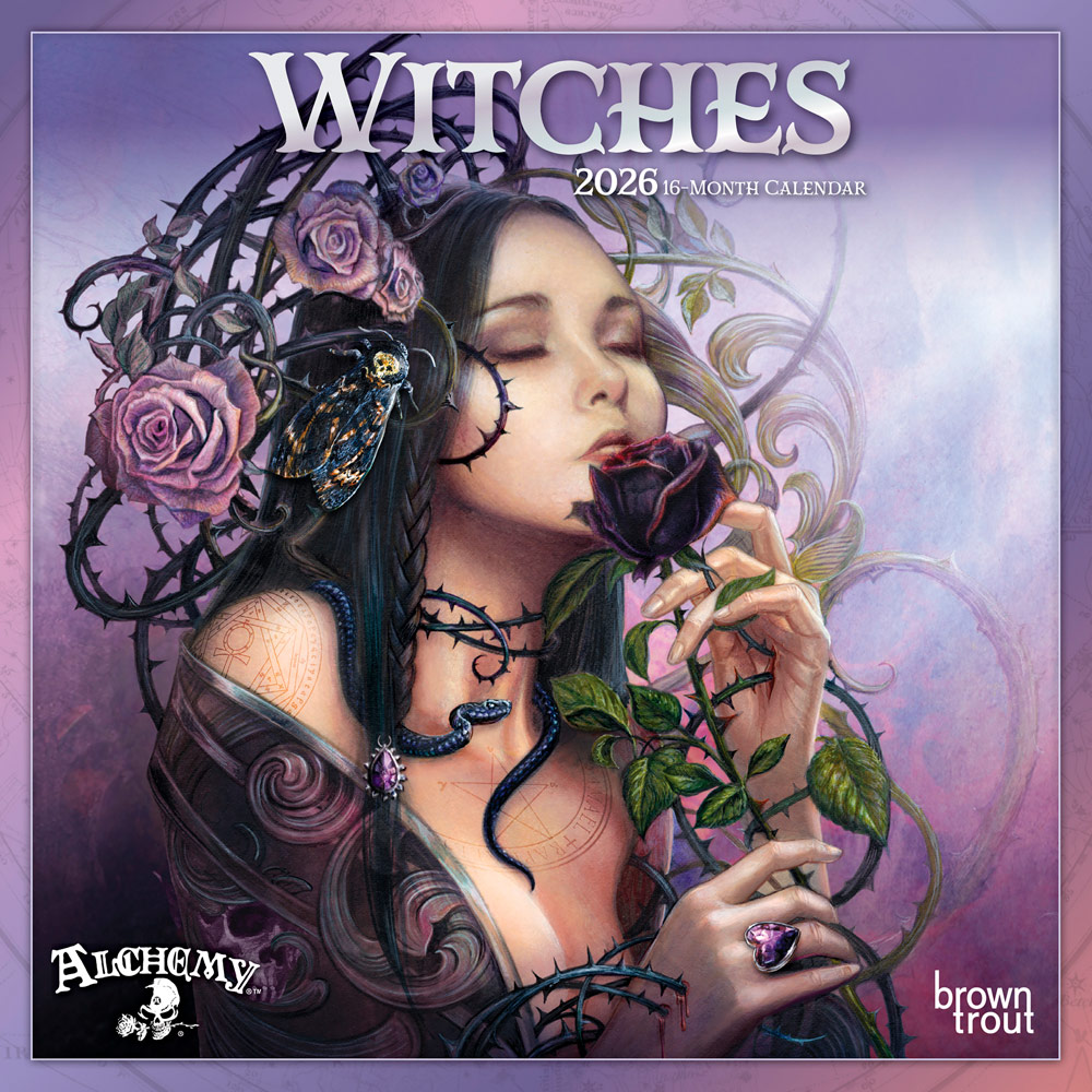 Witches Alchemy OFFICIAL | 2026 7 x 14 Inch (Hanging) Monthly Mini Wall Calendar | BrownTrout | Manchester Artists Anti Jewellery Design