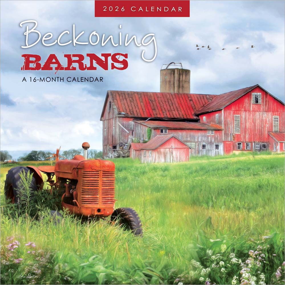 Beckoning Barns | 2026 7 x 14 Inch (Hanging) Monthly Mini Wall Calendar | Featuring the Artwork of Lori Deiter | Hopper Studios | Rural Country Art