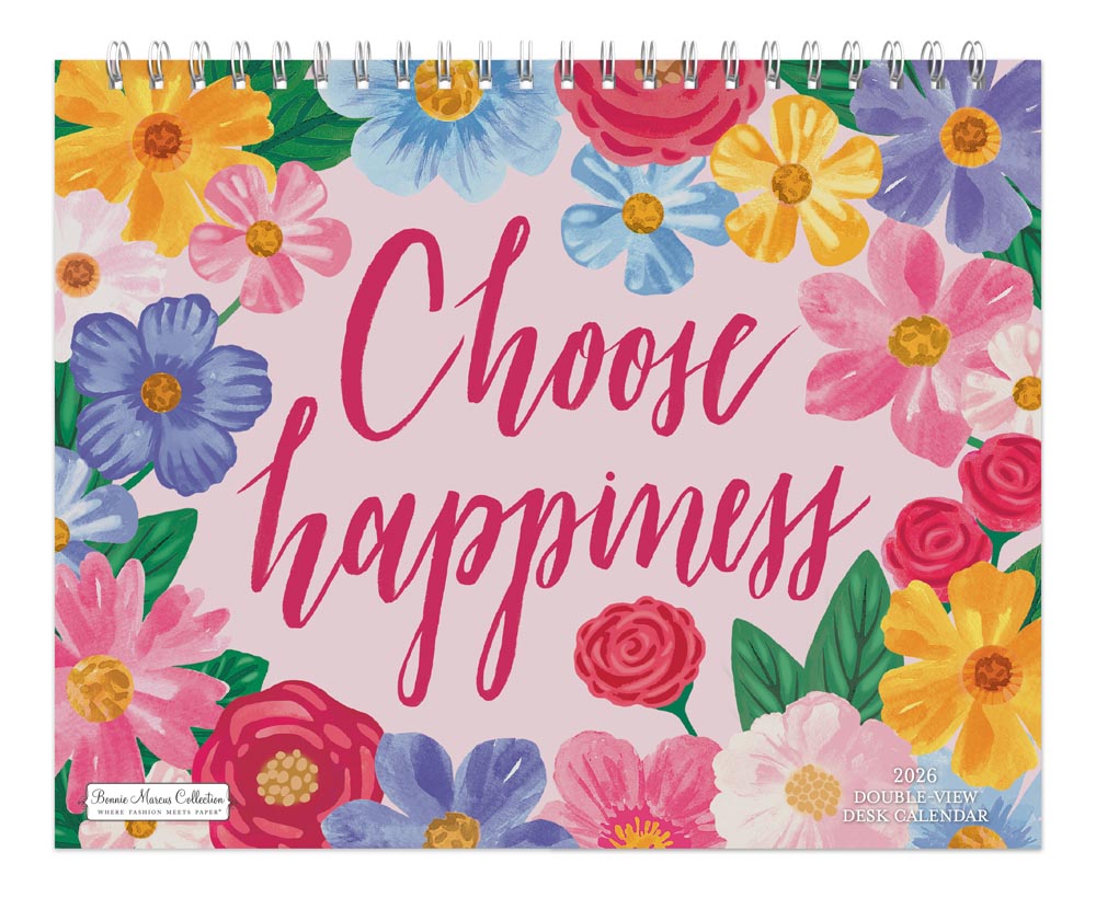 Bonnie Marcus OFFICIAL | 2026 7.5 x 6 Inch Monthly Double-View Easel Desk Calendar | BrownTrout | Fashion Designer Stationery