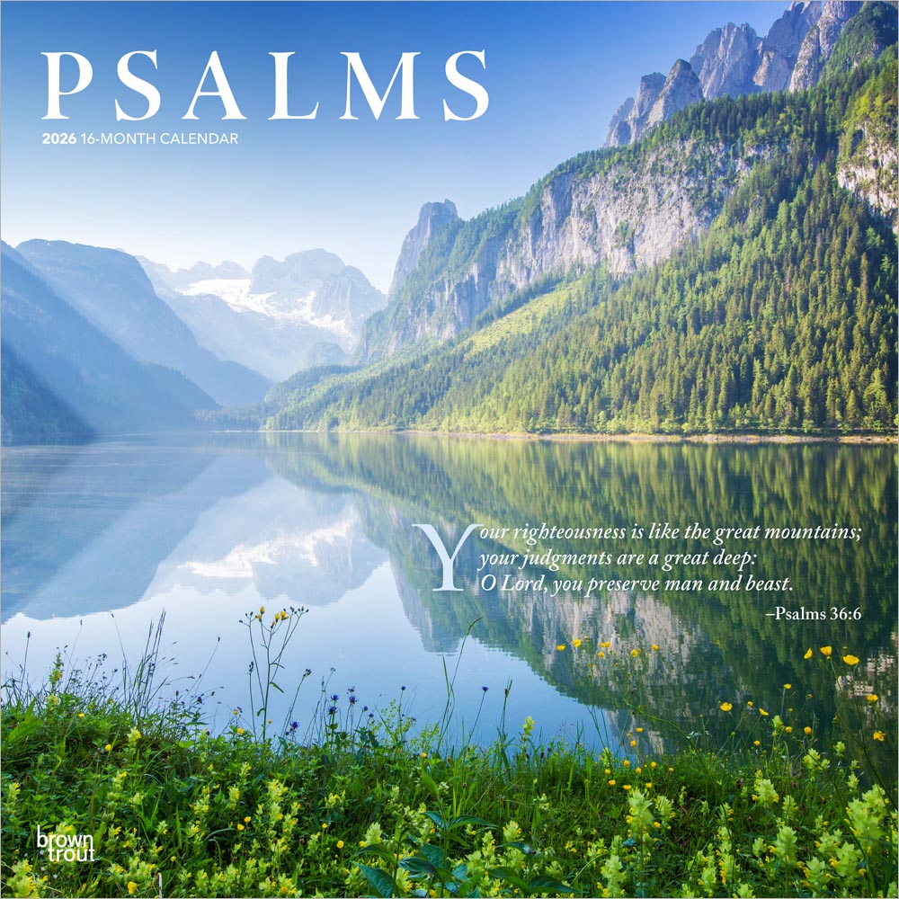 Psalms | 2026 12 x 24 Inch (Hanging) Monthly Square Wall Calendar | Plastic-Free | BrownTrout | Religion Hymns Lord