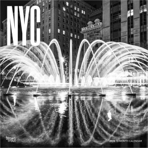 New York City Black & White | 2026 12 x 24 Inch (Hanging) Monthly Square Wall Calendar | Plastic-Free | BrownTrout | USA United States of America NYC State Northeast Atlantic