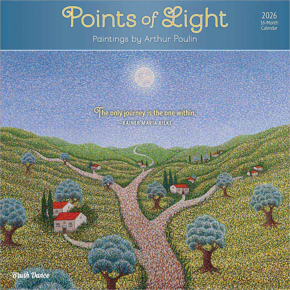 Points of Light | 2026 12 x 24 Inch (Hanging) Monthly Square Wall Calendar | Featuring the Artwork of Arthur Poulin | Plastic-Free | Brush Dance | Paintings Impressionism