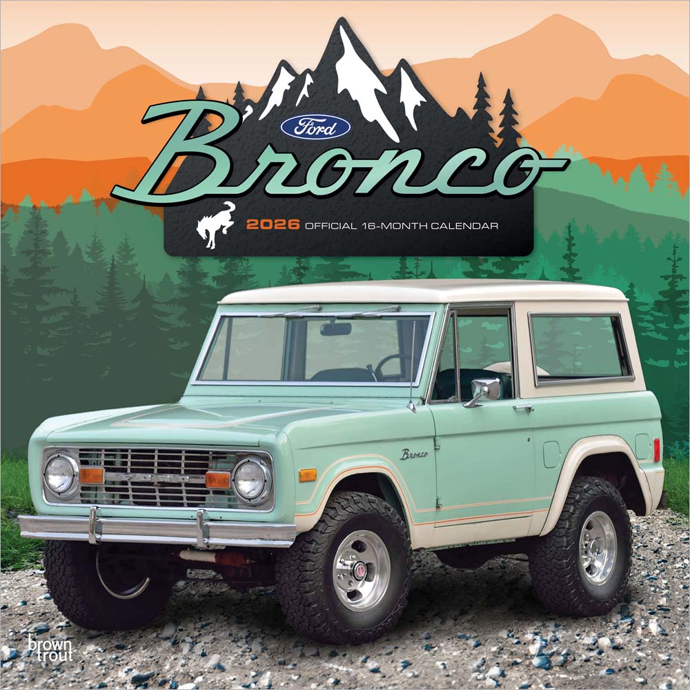Ford Bronco OFFICIAL | 2026 12 x 24 Inch (Hanging) Monthly Square Wall Calendar | Plastic-Free | BrownTrout | Automotive Manufacturer SUV