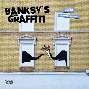 Banksy's Graffiti OFFICIAL | 2026 7 x 14 Inch (Hanging) Monthly Mini Wall Calendar | BrownTrout | Drawings Street Art Design