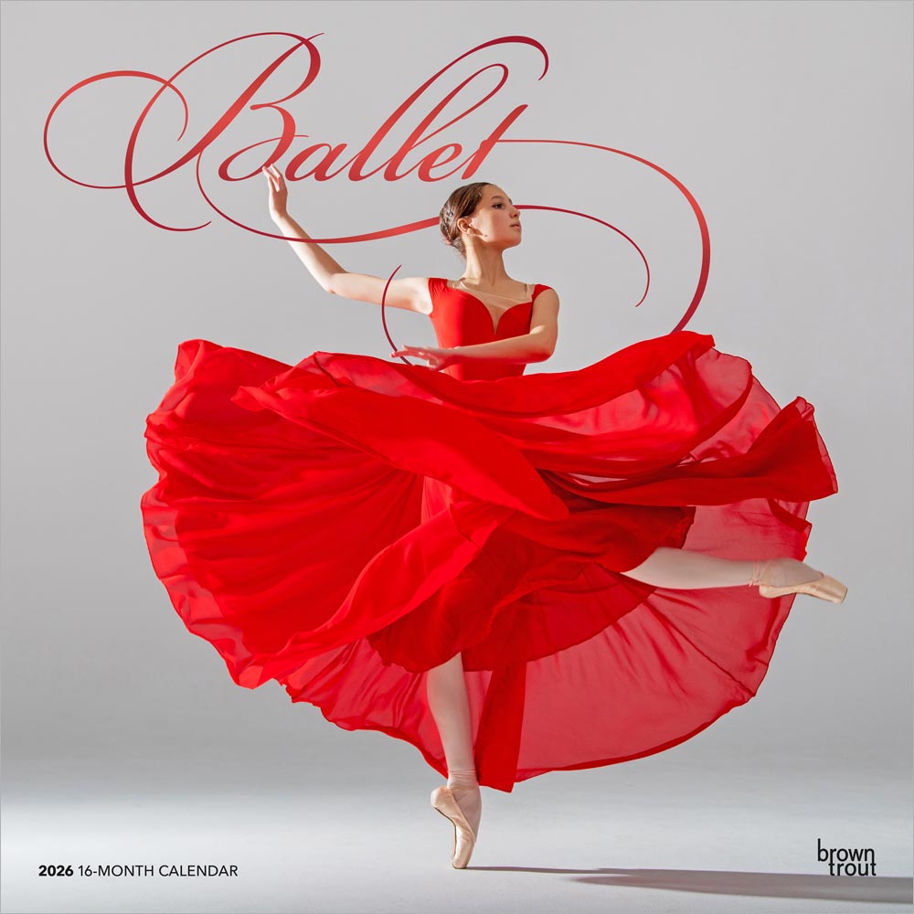 Ballet | 2026 12 x 24 Inch (Hanging) Monthly Square Wall Calendar | Foil Stamped Cover | Plastic-Free | BrownTrout | Performance Dance