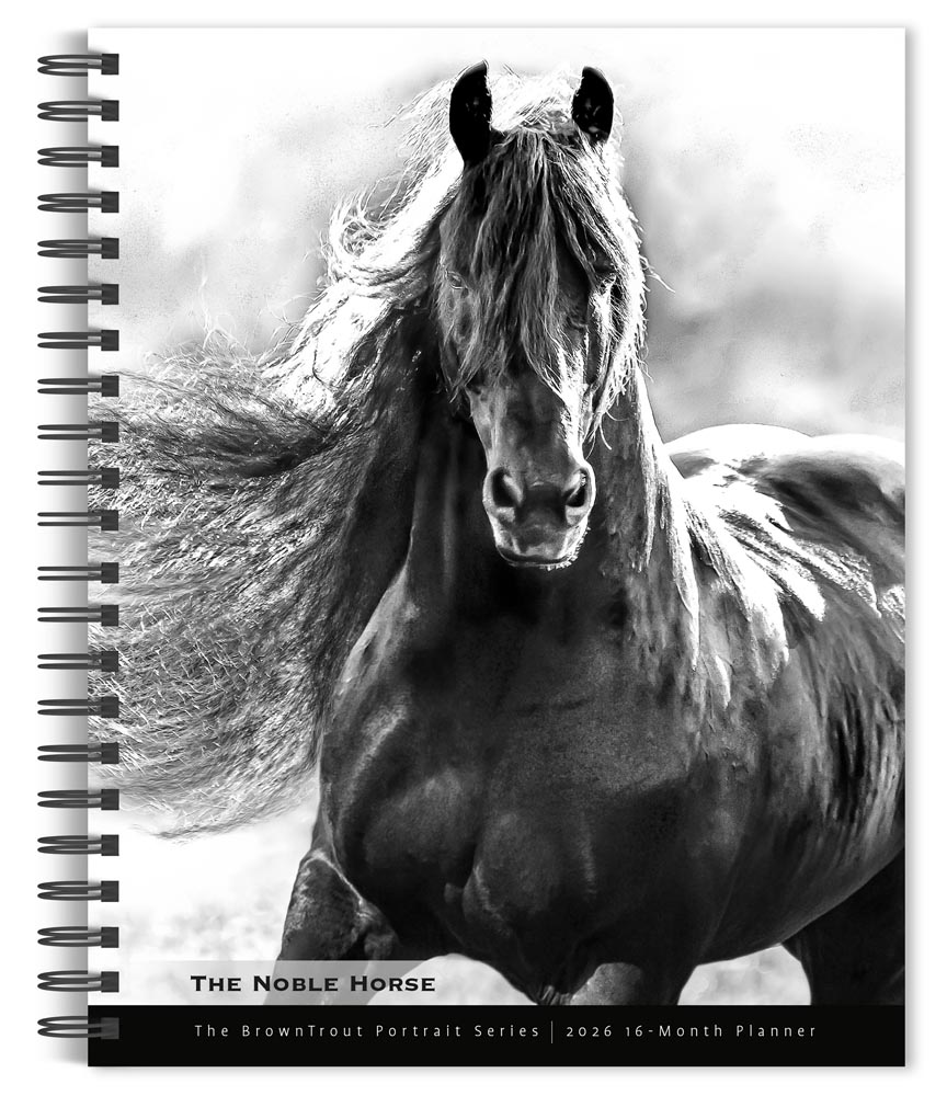 The BrownTrout Portrait Series: The Noble Horse | 2026 6 x 7.75 Inch Spiral-Bound Wire-O Weekly Engagement Planner Calendar | New Image Every Week | Pets Equestrian