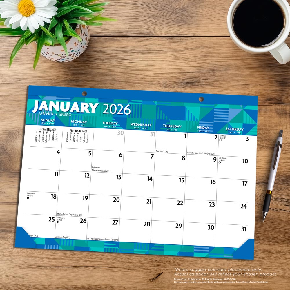 Large Print | 2026 17 x 12 Inch Monthly Desk Pad Calendar | BrownTrout | Easy to See Large Font