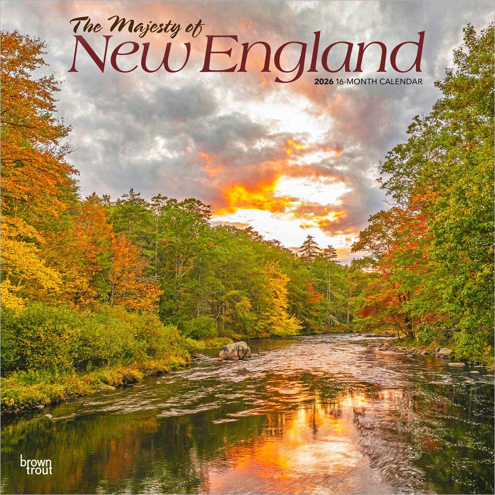 The Majesty of New England | 2026 12 x 24 Inch (Hanging) Monthly Square Wall Calendar | Plastic-Free | BrownTrout | USA United States of America East Coast Scenic Nature