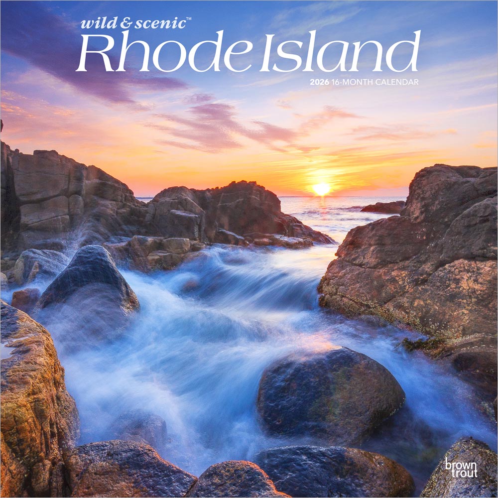 Rhode Island Wild & Scenic | 2026 12 x 24 Inch (Hanging) Monthly Square Wall Calendar | Plastic-Free | BrownTrout | USA United States of America Northeast Mid-Atlantic State Nature