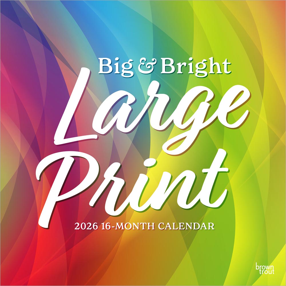 Big & Bright Large Print | 2026 12 x 24 Inch (Hanging) Monthly Square Wall Calendar | Matte Paper | Plastic-Free | BrownTrout | Easy to See Large Font