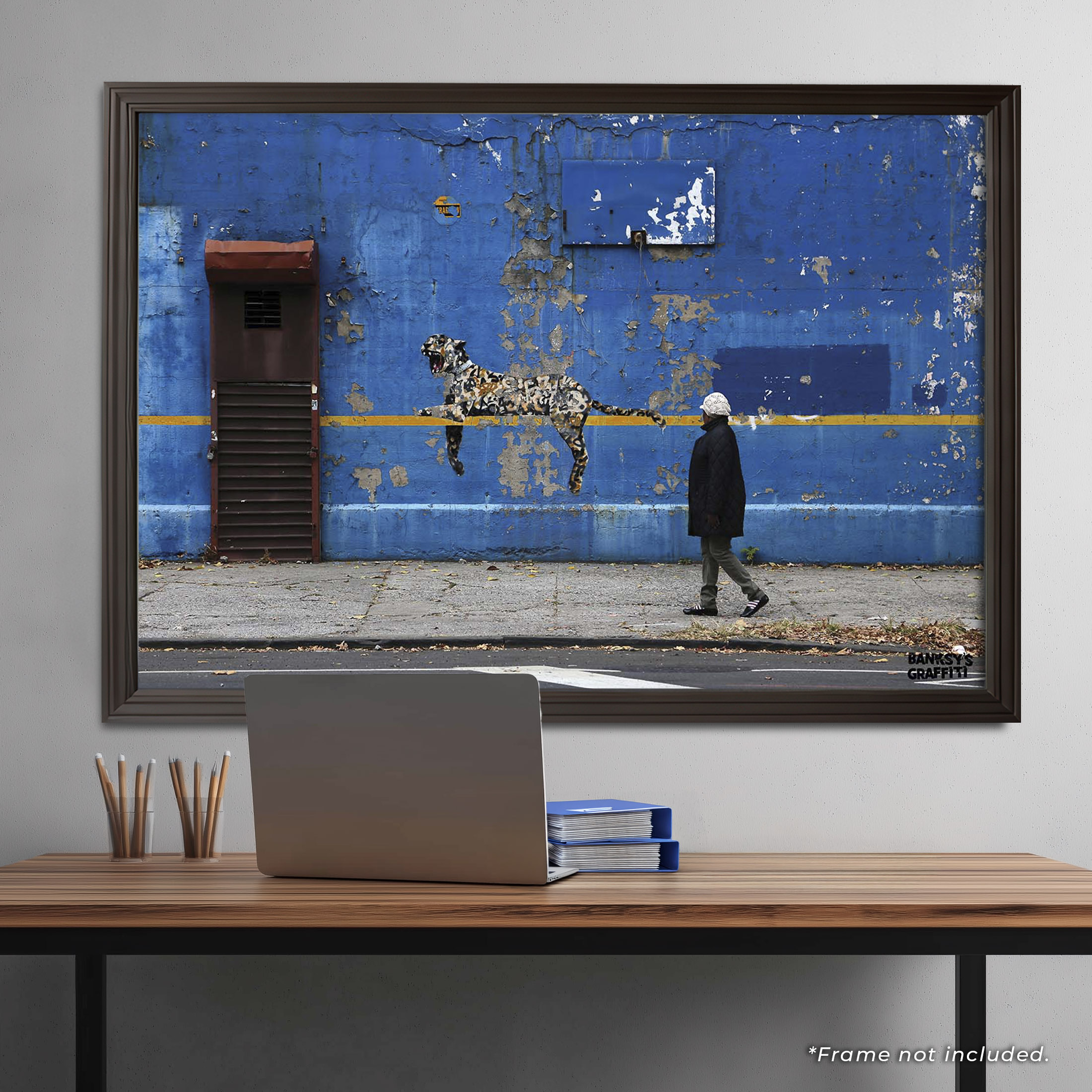 Banksy's Graffiti | Tag Leopard 24x36" (Horizontal) Art Print | Officially Licensed, Authenticated, Numbered | Limited Edition