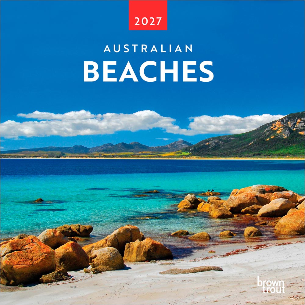 Australian Beaches | 2027 12 x 24 Inch (Hanging) Monthly Square Wall Calendar | Plastic-Free | BrownTrout | Travel Scenic Oceania Photography