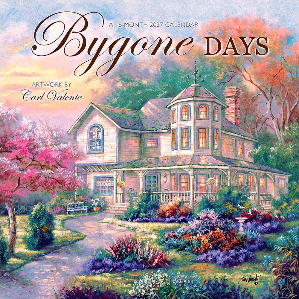 Bygone Days | 2027 12 x 24 Inch (Hanging) Monthly Square Wall Calendar | Featuring the Artwork of Carl Valente | Plastic-Free | Hopper Studios | Rural Country Art