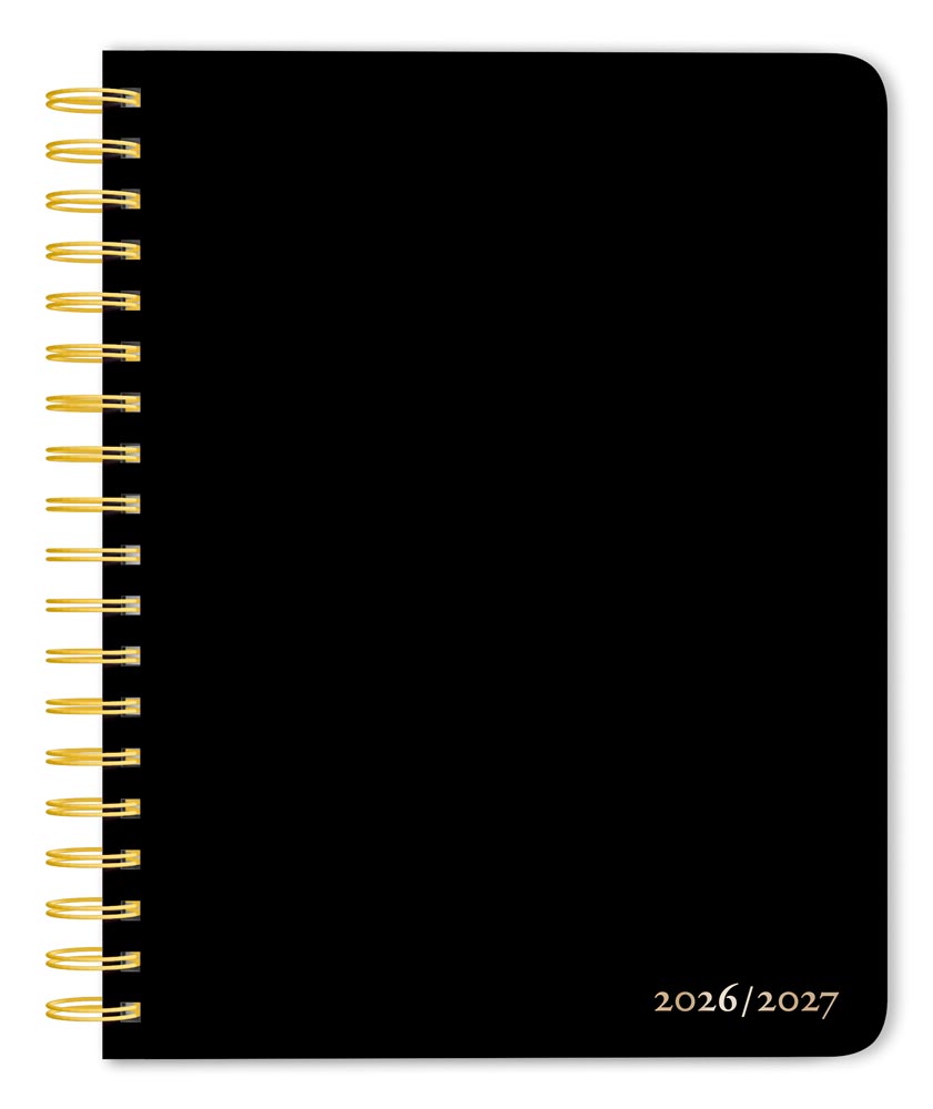 Black Solid | 2027 6 x 7.75 Inch 18 Months Weekly Desk Planner | Foil Stamped Cover | July 2026 - December 2027 | Plato | Planning
