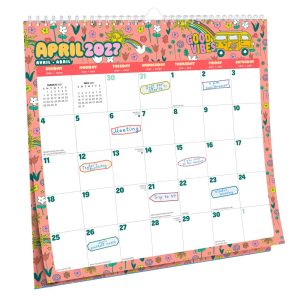 Good Vibes | 2027 12 x 12 Inch (Hanging) 18 Months Monthly Square Wire-O Calendar | Sticker Sheet | July 2026 - December 2027 | Plato | Planning Stationery
