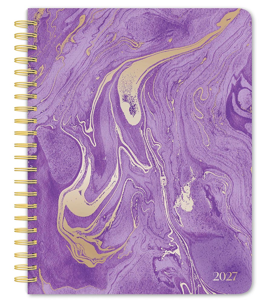 Crackled Blush | 2027 6 x 7.75 Inch Weekly Desk Planner | Foil Stamped Cover | BrownTrout | Planning Stationery