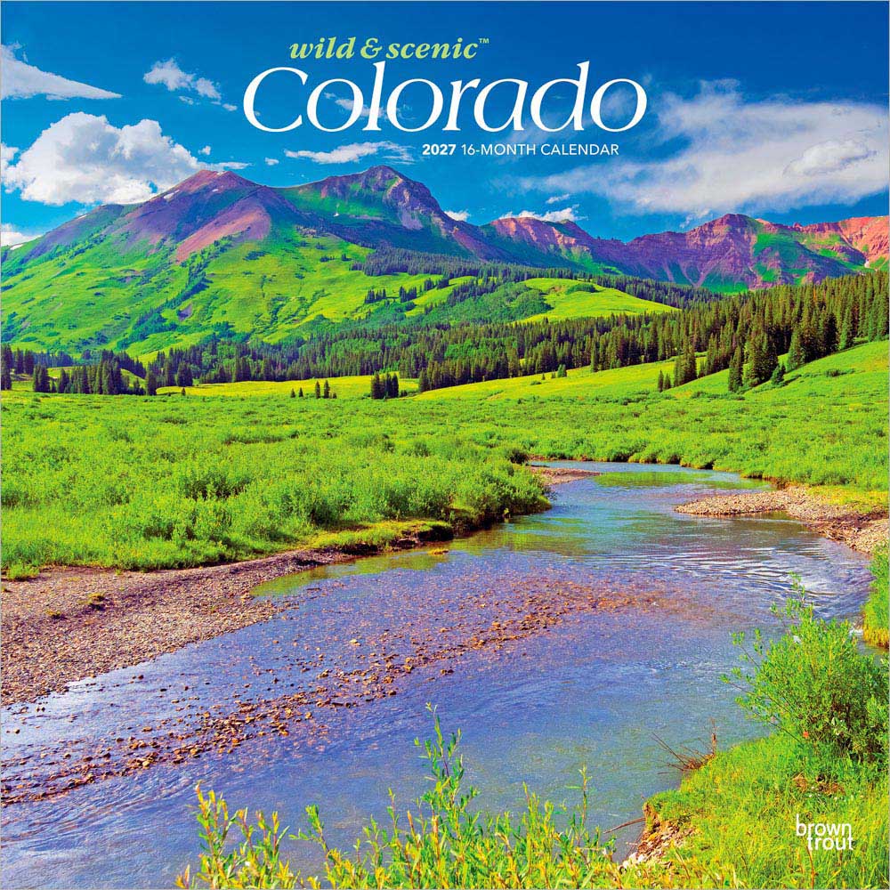 Colorado Wild & Scenic | 2027 12 x 24 Inch (Hanging) Monthly Square Wall Calendar | Plastic-Free | BrownTrout | USA United States of America Rocky Mountain State Nature