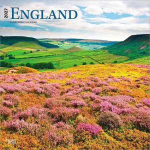 England | 2027 12 x 24 Inch (Hanging) Monthly Square Wall Calendar | Plastic-Free | BrownTrout | UK United Kingdom Scenic