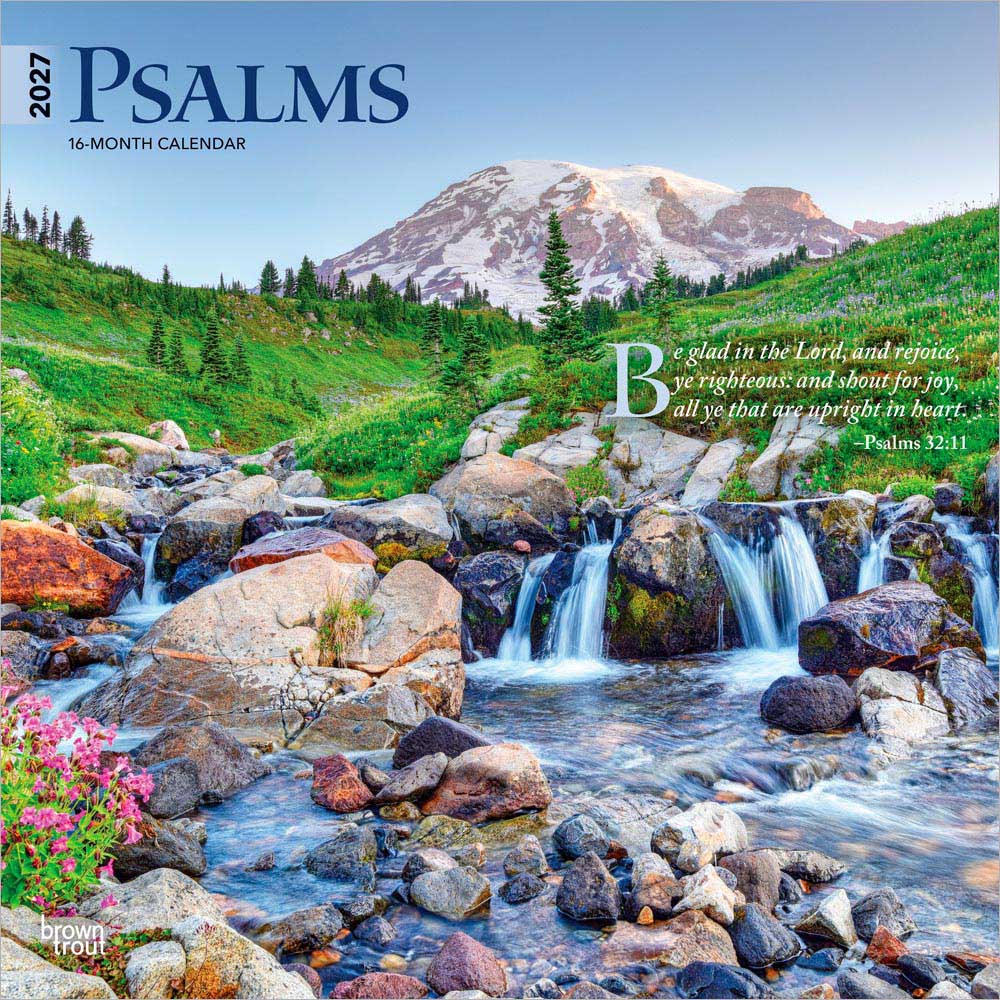 Psalms | 2027 12 x 24 Inch (Hanging) Monthly Square Wall Calendar | Plastic-Free | BrownTrout | Religion Hymns Lord