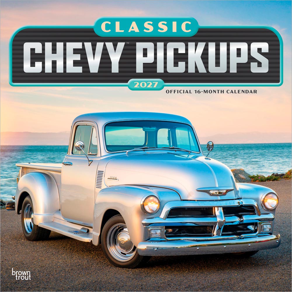 Classic Chevy Pickups OFFICIAL | 2027 12 x 24 Inch (Hanging) Monthly Square Wall Calendar | Foil Stamped Cover | Plastic-Free | BrownTrout | Chevrolet Motor Truck