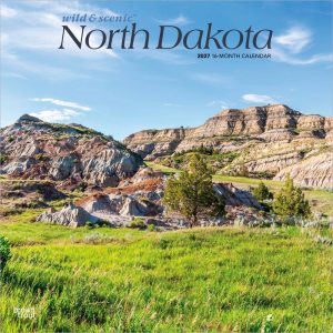 North Dakota Wild & Scenic | 2027 12 x 24 Inch (Hanging) Monthly Square Wall Calendar | Plastic-Free | BrownTrout | USA United States of America Midwest State Nature