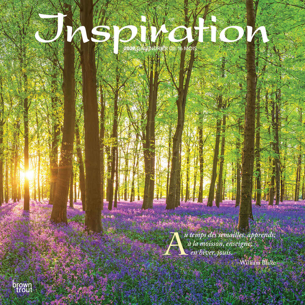 Inspiration | 2027 12 x 24 Inch (Hanging) Monthly Square Wall Calendar | French Language | BrownTrout | Motivation Quotes