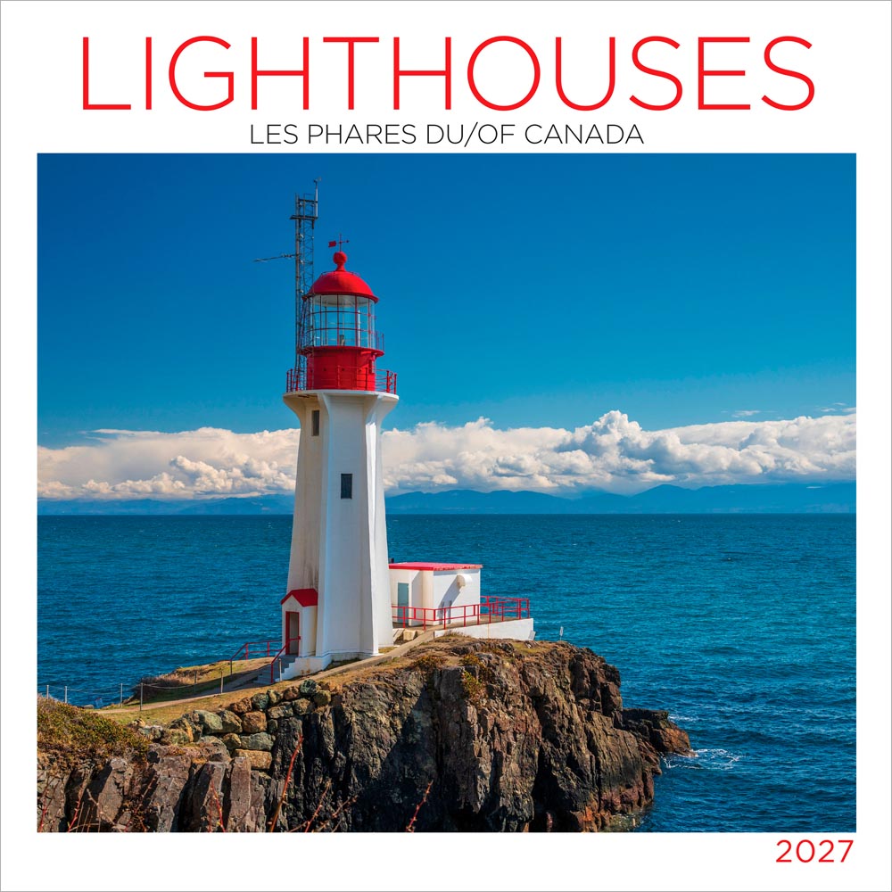 Lighthouses of Canada | 2027 12 x 24 Inch (Hanging) Monthly Square Wall Calendar | English/French Bilingual | Wyman Publishing | Regional Travel Nature Scenic