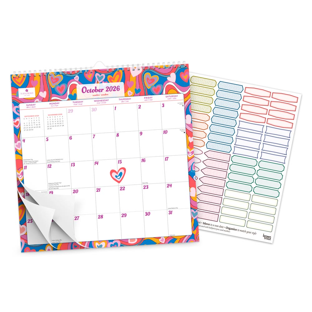 House of Turnowsky OFFICIAL | 2027 12 x 12 Inch (Hanging) 18 Months Monthly Square Wire-O Calendar | Sticker Sheet | July 2026 - December 2027 | Plato | Stationery Elegant Exclusive