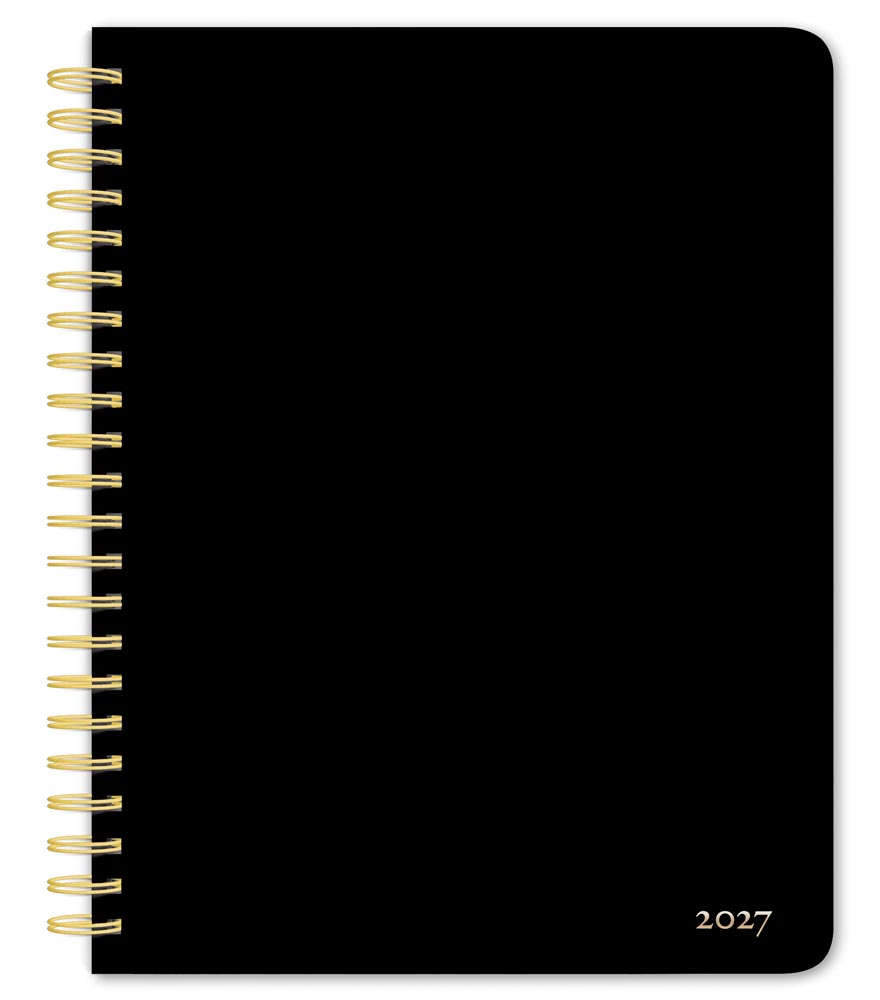 Black Solid | 2027 6 x 7.75 Inch Weekly Desk Planner | Foil Stamped Cover | BrownTrout | Planning Stationery