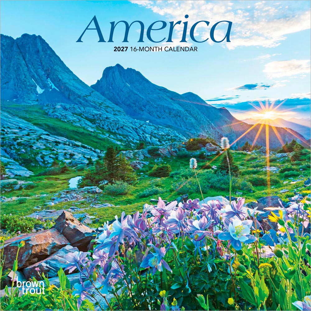 America | 2027 7 x 14 Inch (Hanging) Monthly Mini Wall Calendar | BrownTrout | USA United States
