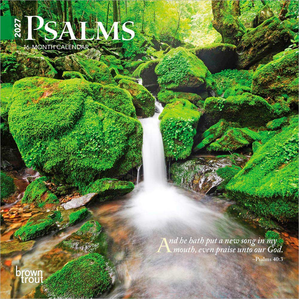Psalms | 2027 7 x 14 Inch (Hanging) Monthly Mini Wall Calendar | BrownTrout | Religious Hymns Blessings