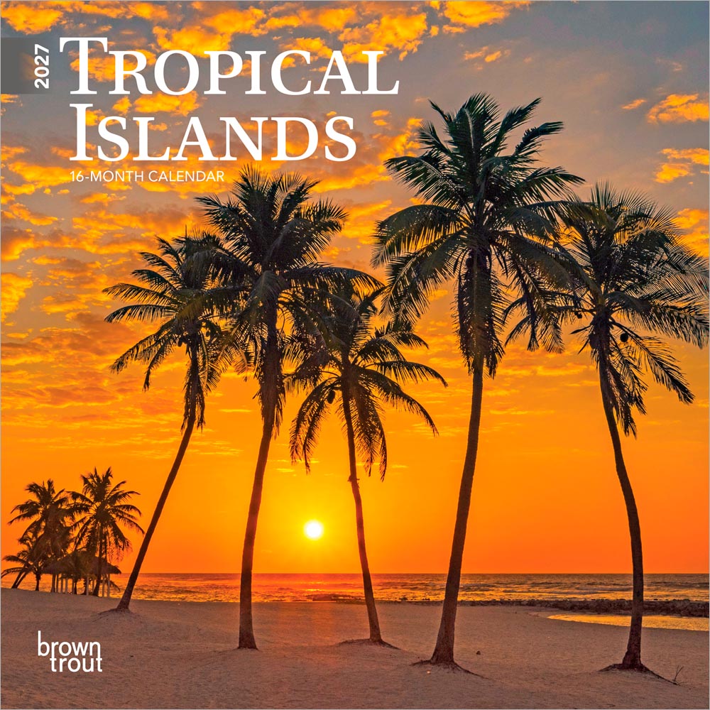 Tropical Islands | 2027 7 x 14 Inch (Hanging) Monthly Mini Wall Calendar | BrownTrout | Scenic Travel Photography