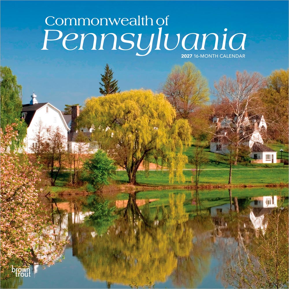 Commonwealth of Pennsylvania | Pennsylvania Places | 2027 12 x 24 Inch (Hanging) Monthly Square Wall Calendar | Plastic-Free | BrownTrout | USA United States of America Northeast State Nature