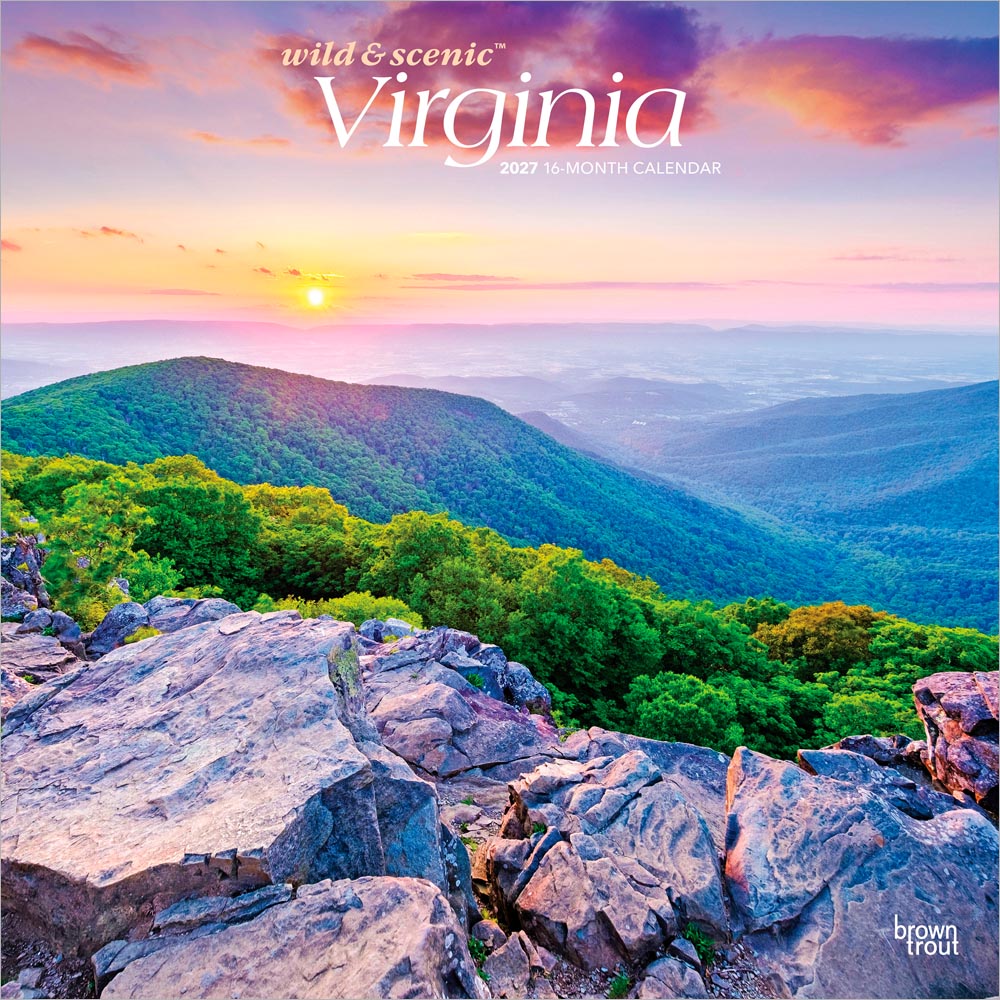 Virginia Wild & Scenic | 2027 12 x 24 Inch (Hanging) Monthly Square Wall Calendar | Plastic-Free | BrownTrout | USA United States of America Southeast State Nature