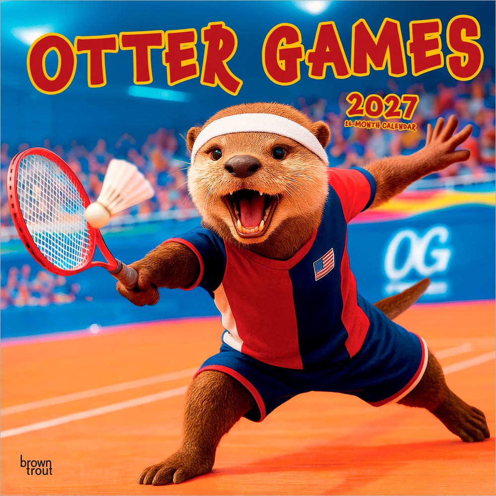 Otter Games | 2027 12 x 24 Inch (Hanging) Monthly Square Wall Calendar | Plastic-Free | BrownTrout | Animals Fun Humor