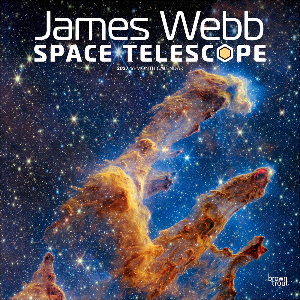 James Webb Space Telescope | 2027 12 x 24 Inch (Hanging) Monthly Square Wall Calendar | Plastic-Free | BrownTrout | Science Astronomy Technology