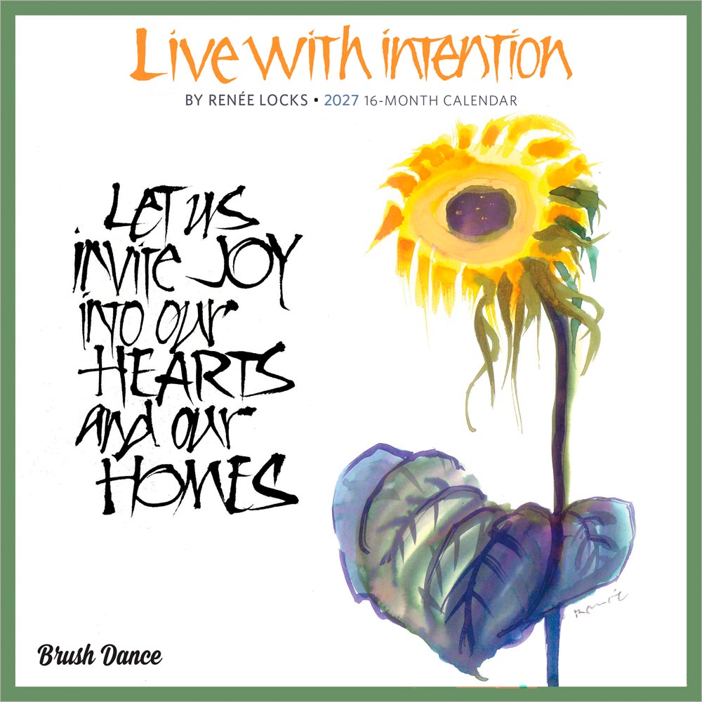 Live with Intention | 2027 7 x 14 Inch (Hanging) Monthly Mini Wall Calendar | Featuring the Artwork of Renee Locks | Brush Dance | Art Paintings Inspiration Motivation
