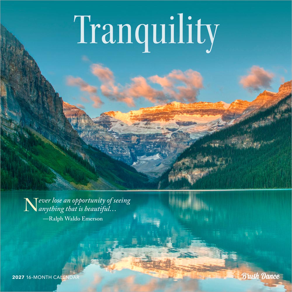 Tranquility | 2027 12 x 24 Inch (Hanging) Monthly Square Wall Calendar | Plastic-Free | Brush Dance | Inspiration Quotes