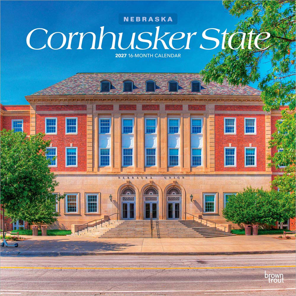 Cornhusker State | Nebraska Places | 2027 12 x 24 Inch (Hanging) Monthly Square Wall Calendar | Plastic-Free | BrownTrout | USA United States of America Midwest State Nature