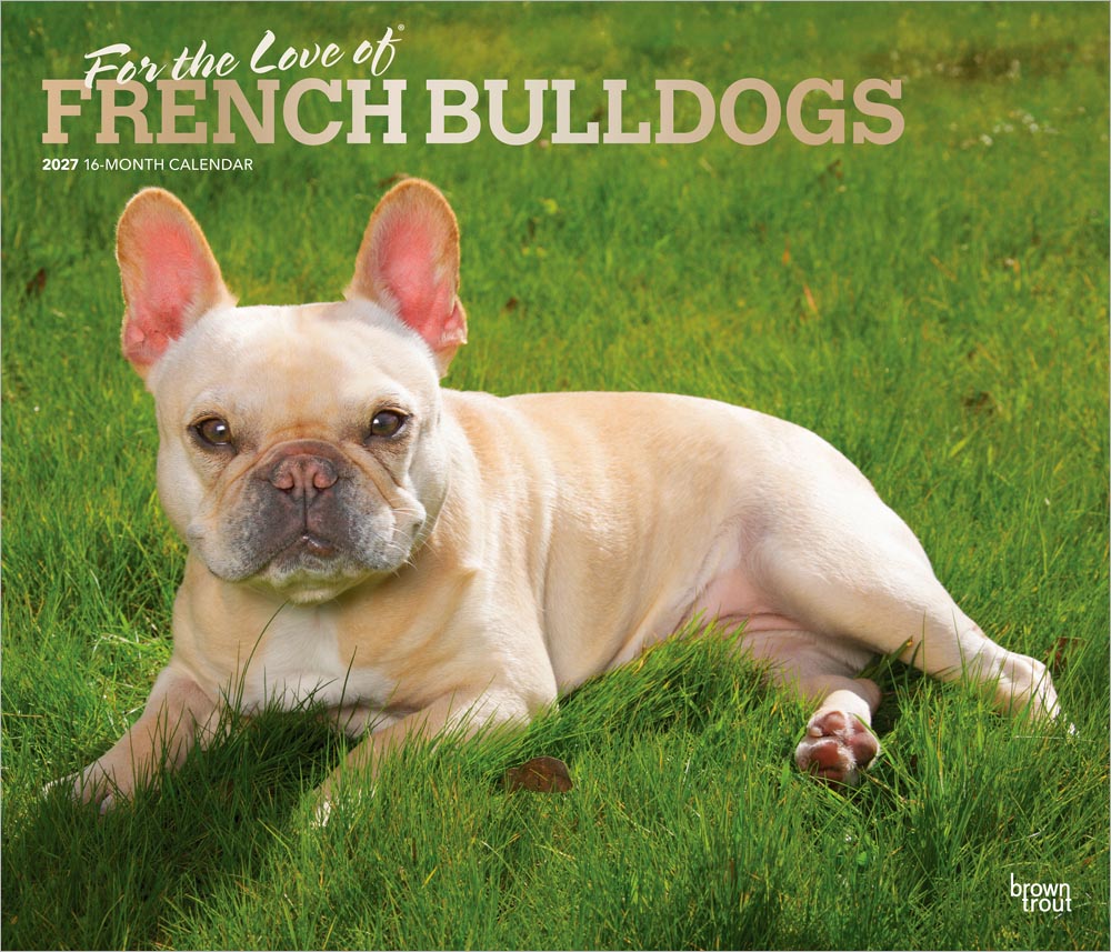 For the Love of French Bulldogs | 2027 14 x 24 Inch (Hanging) Monthly Deluxe Wall Calendar | Foil Stamped Cover | Plastic-Free | BrownTrout | Animal Dog Breeds