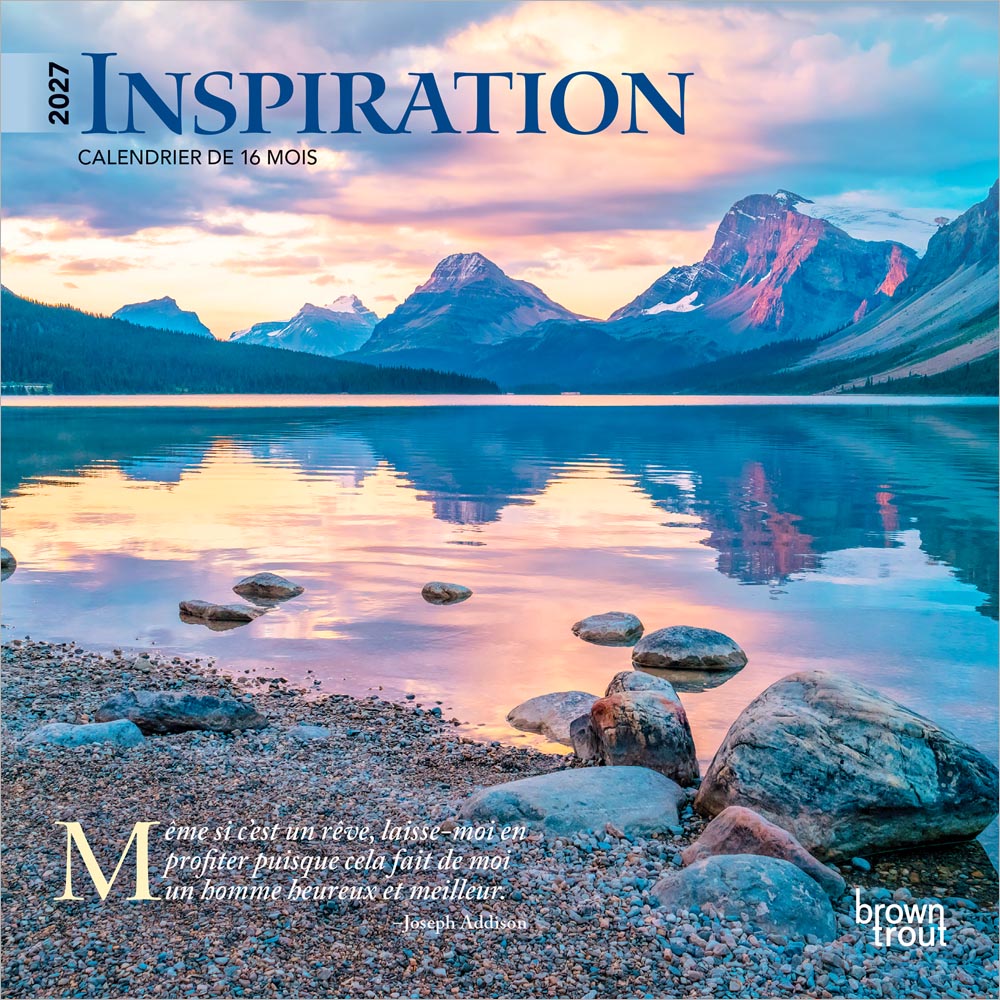 Inspiration | 2027 7 x 14 Inch (Hanging) Monthly Mini Wall Calendar | French Language | BrownTrout | Motivation Quotes