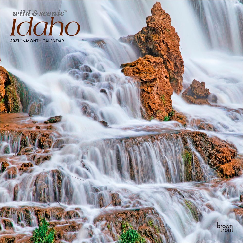 Idaho Wild & Scenic | 2027 12 x 24 Inch (Hanging) Monthly Square Wall Calendar | Plastic-Free | BrownTrout | USA United States of America Rocky Mountain State Nature