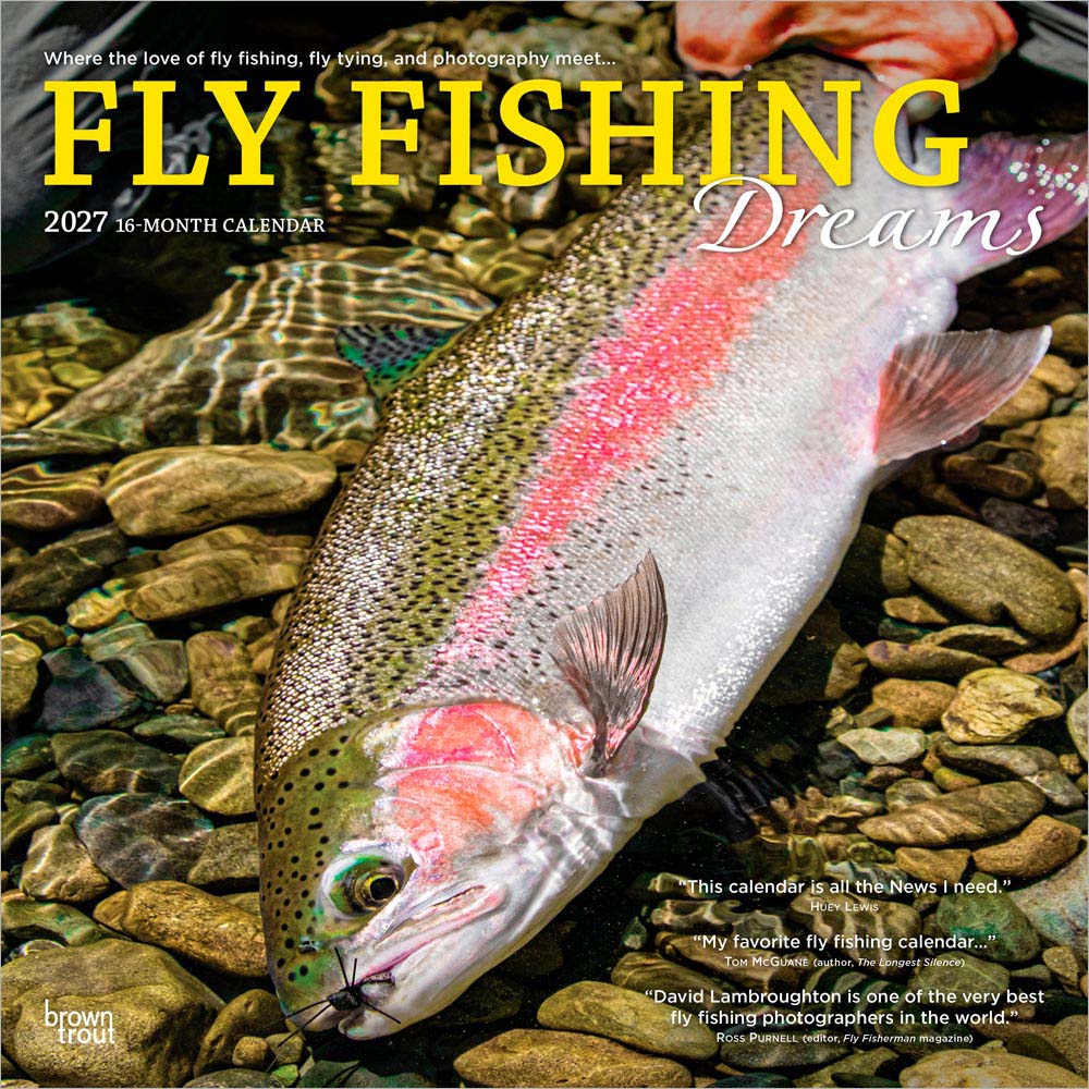 Fly Fishing Dreams OFFICIAL | 2027 12 x 24 Inch (Hanging) Monthly Square Wall Calendar | Plastic-Free | BrownTrout | River Lake Outdoor Sport